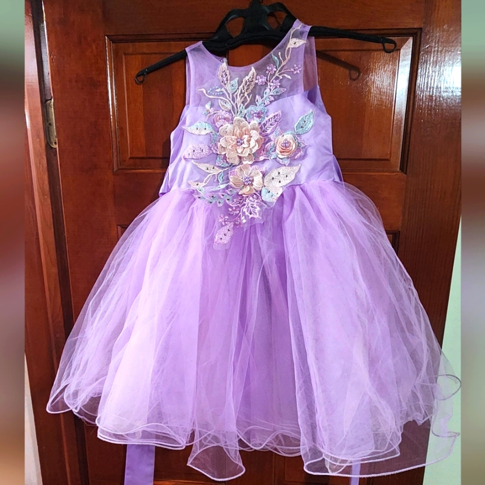 Purple Tulle floral dress size 6 girls NWT